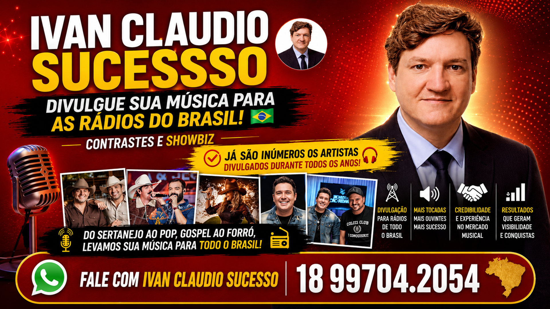 Ivan Claudio Sucesso - Divulgue sua música para as rádios do Brasil